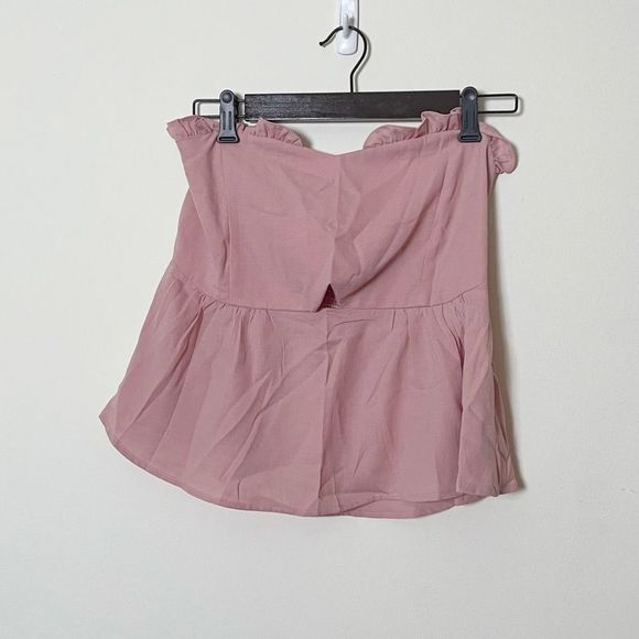 Shein Pink Ruffle Keyhole Tube Top - Picture 2 of 3